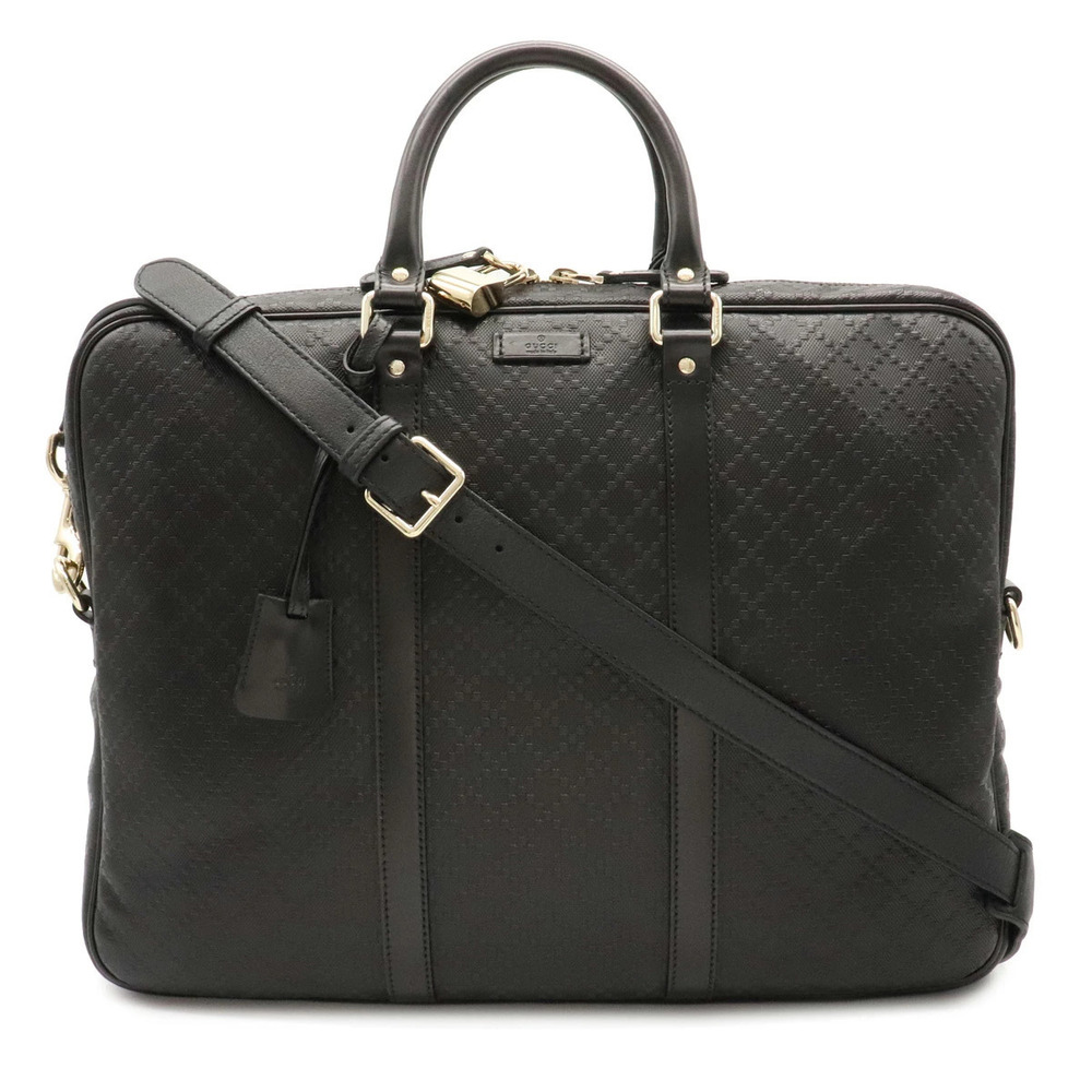 Gucci Diamante Business Bag Briefcase Shoulder Leather Black